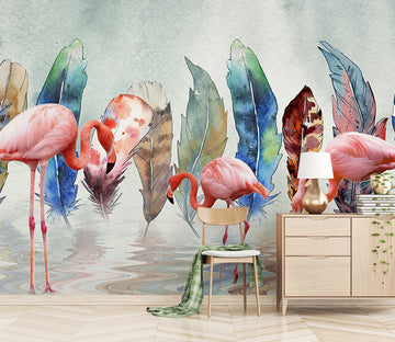 3D Flamingo River WG197 Wall Murals