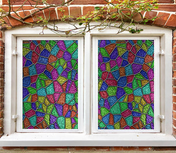 3D Colored Triangle 201 Window Film Print Sticker Cling Stained Glass UV Block