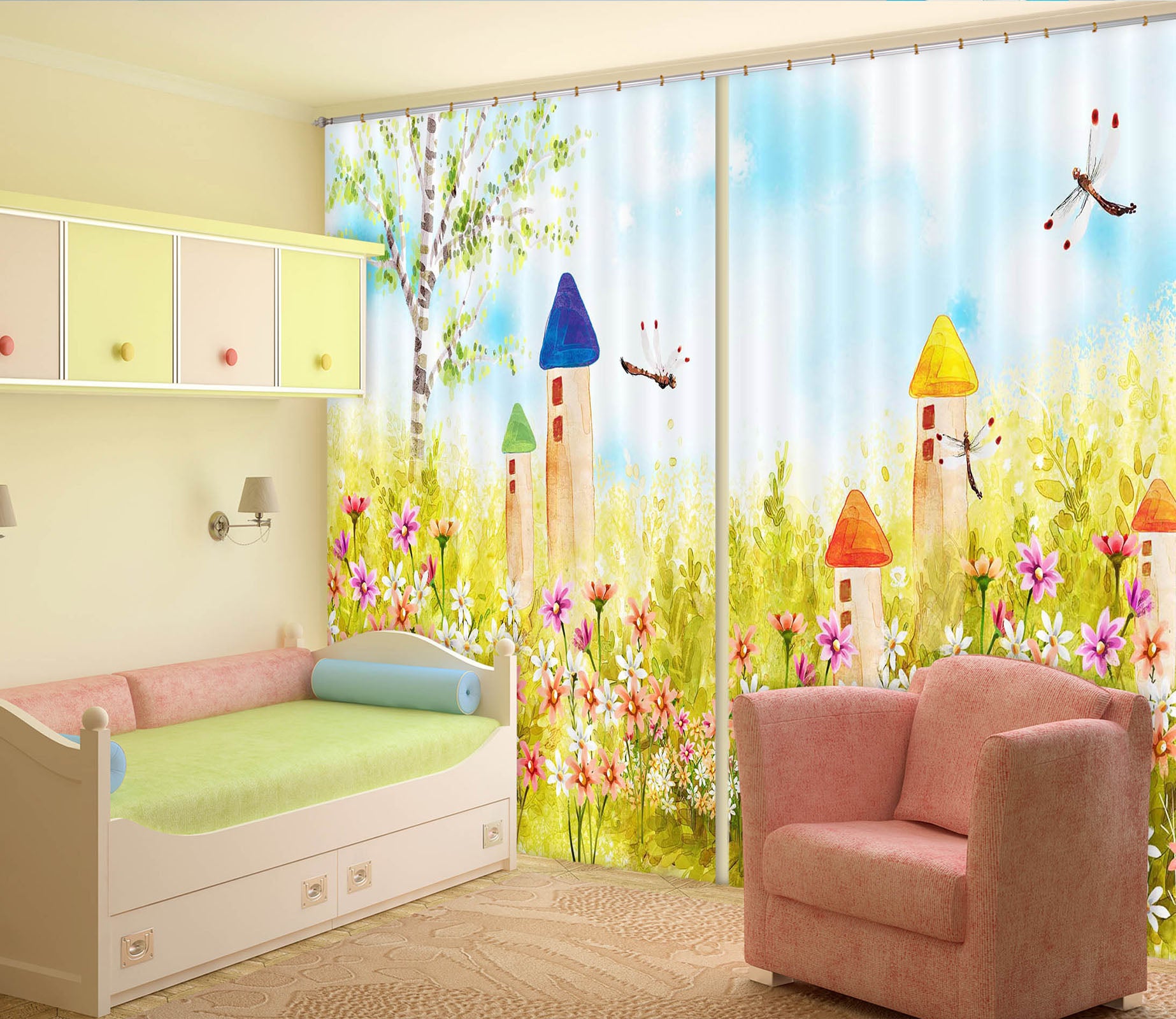 3D Colorful Garden 724 Curtains Drapes