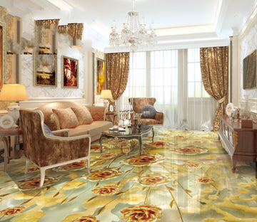 3D Golden Flowers 239 Floor Mural  Wallpaper Murals Rug & Mat Print Epoxy waterproof bath floor