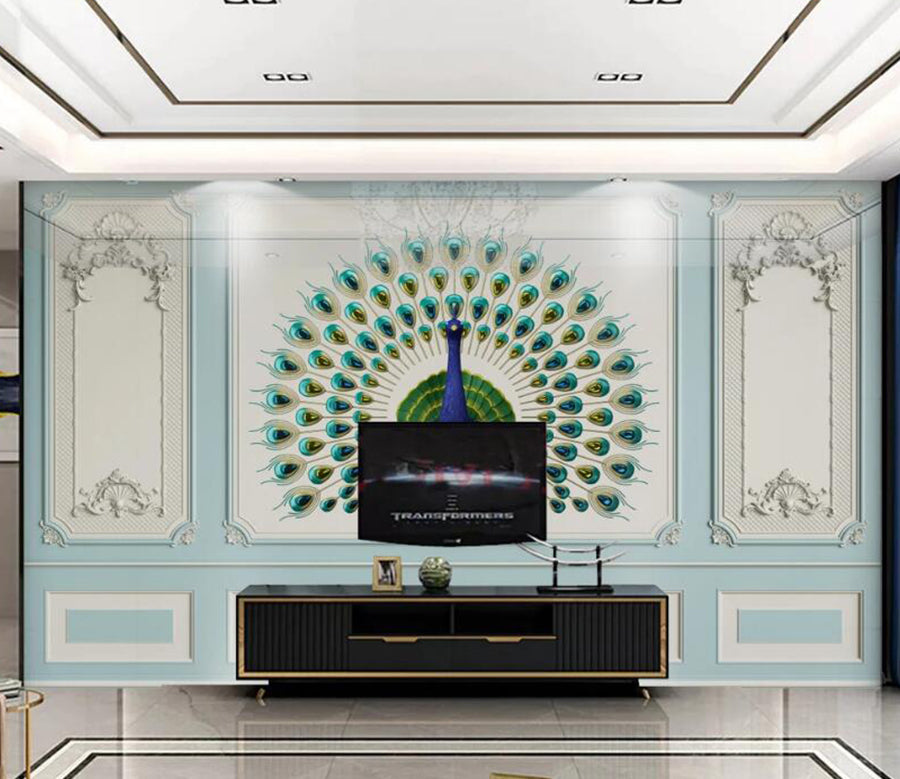 3D Beautiful Peacock 337 Wall Murals