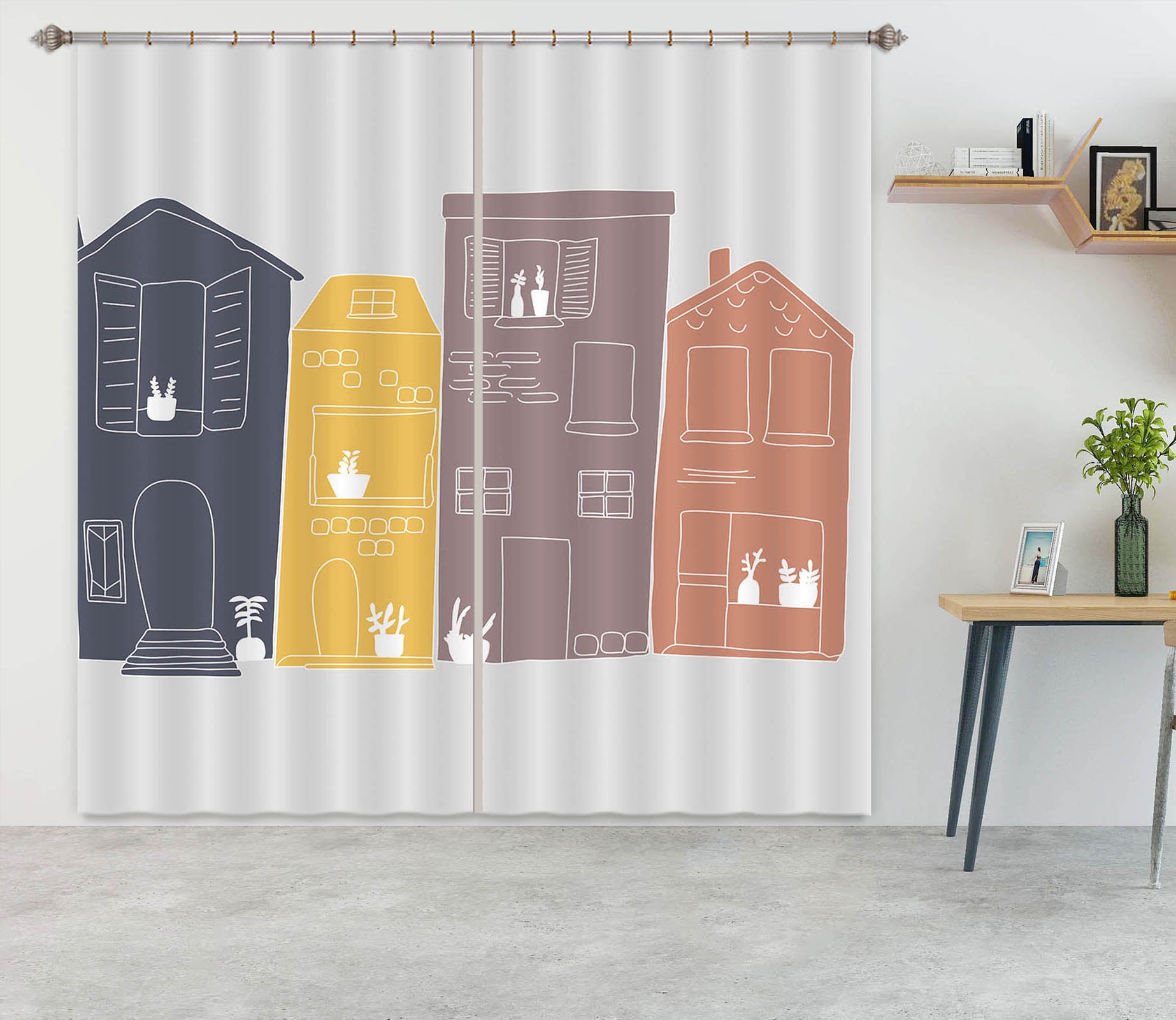3D Color Houses 045 Jillian Helvey Curtain Curtains Drapes
