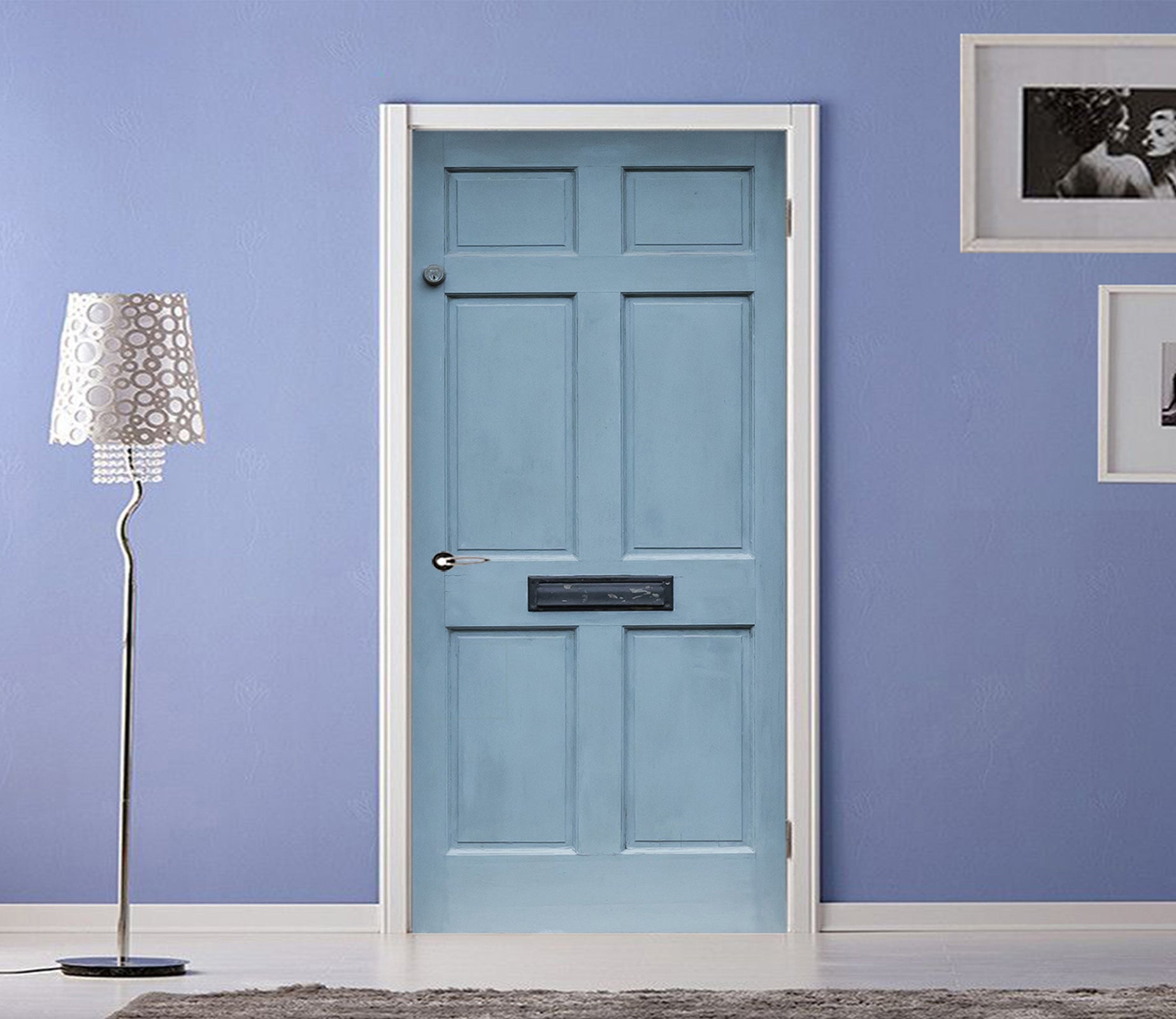 3D Blue Bedroom 036 Door Mural
