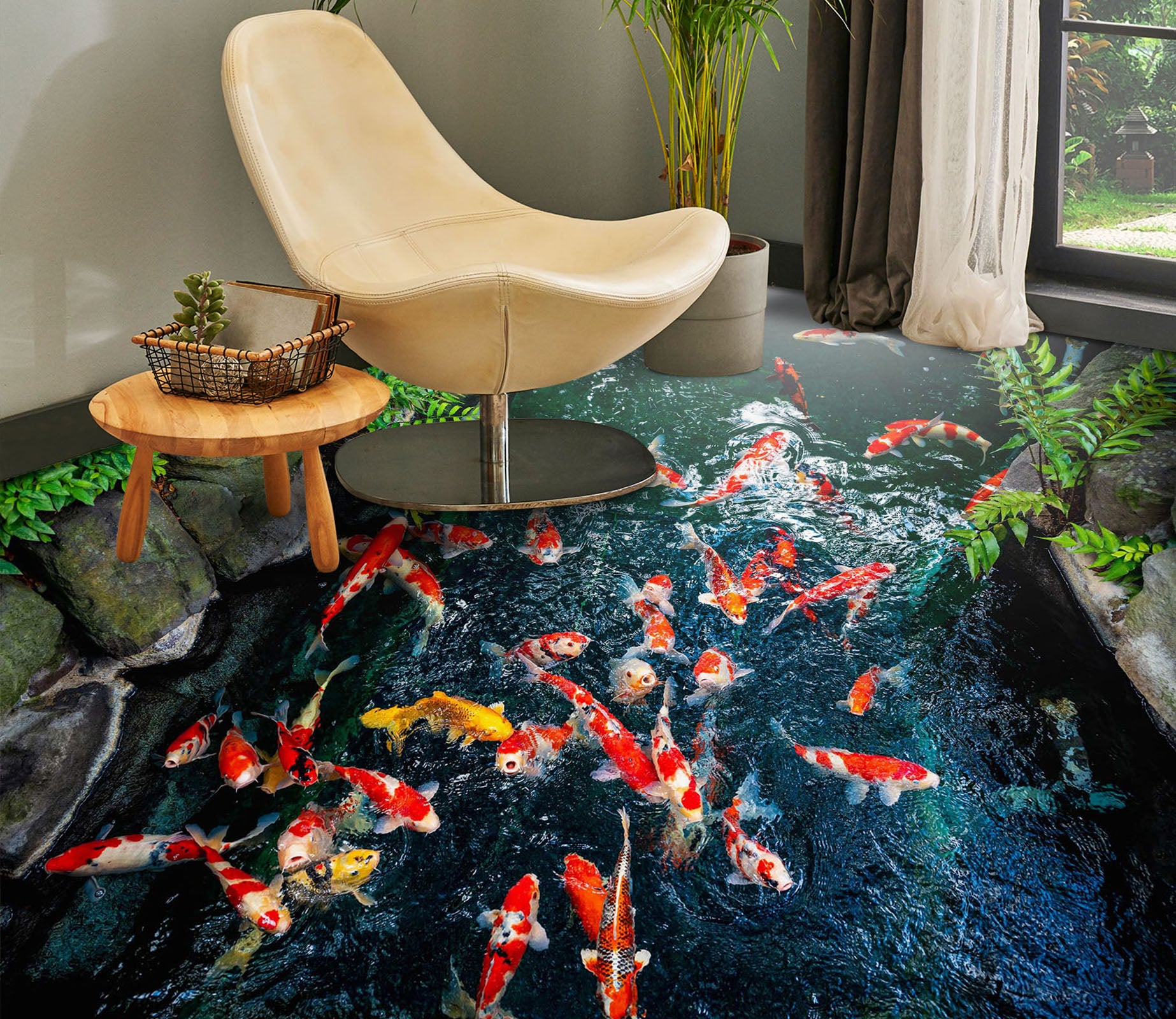 3D Koi's Fun 935 Floor Mural  Wallpaper Murals Rug & Mat Print Epoxy waterproof bath floor