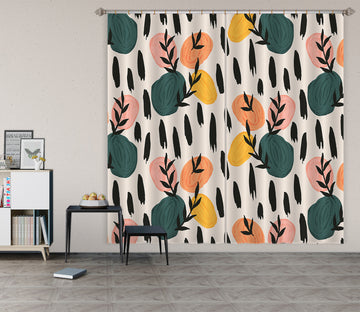 3D Color Circle Pattern Leaf 11168 Kashmira Jayaprakash Curtain Curtains Drapes