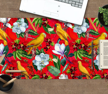 3D Bird Flower Red Bottom 120183 Uta Naumann Desk Mat