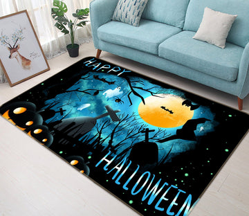 3D Night Bat Pumpkin 205 Halloween Non Slip Rug Mat Mat AJ Creativity Home 
