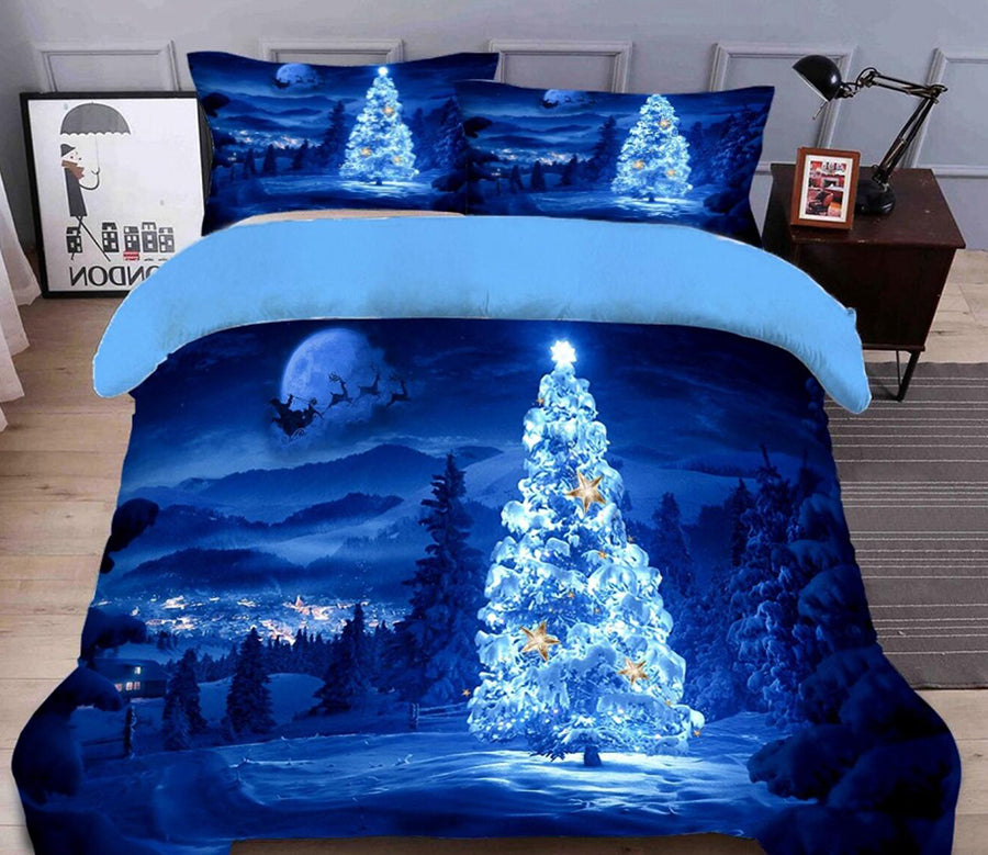 3D Blue Snow Tree 31215 Christmas Quilt Duvet Cover Xmas Bed Pillowcases