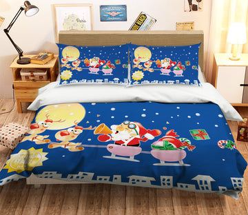 3D Santa Moon Deer 31115 Christmas Quilt Duvet Cover Xmas Bed Pillowcases