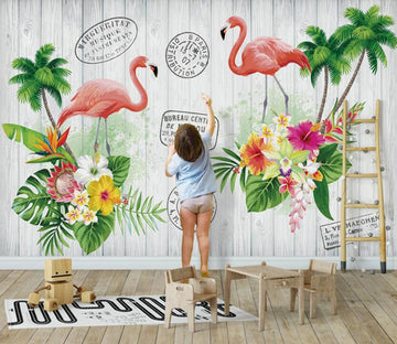 3D Flamingo And Seal 2403 Wall Murals