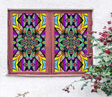 3D Color Flower 093 Window Film Print Sticker Cling Stained Glass UV Block