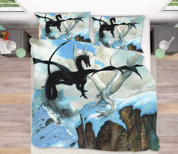 3D Black White Dragon 6224 Ciruelo Bedding Bed Pillowcases Quilt