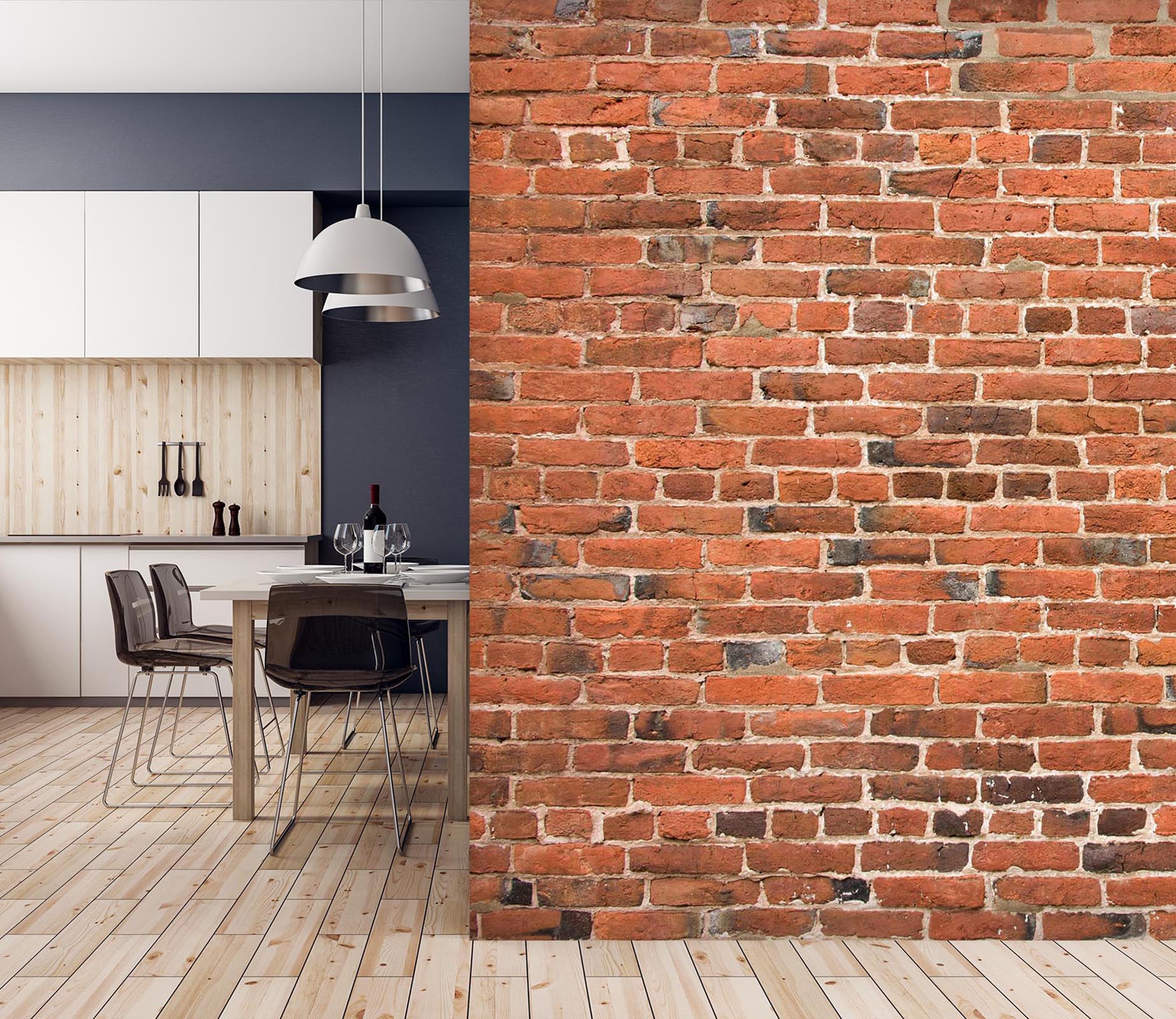 3D Brick Wall Red 019 Wall Murals Wallpaper AJ Wallpaper 2 