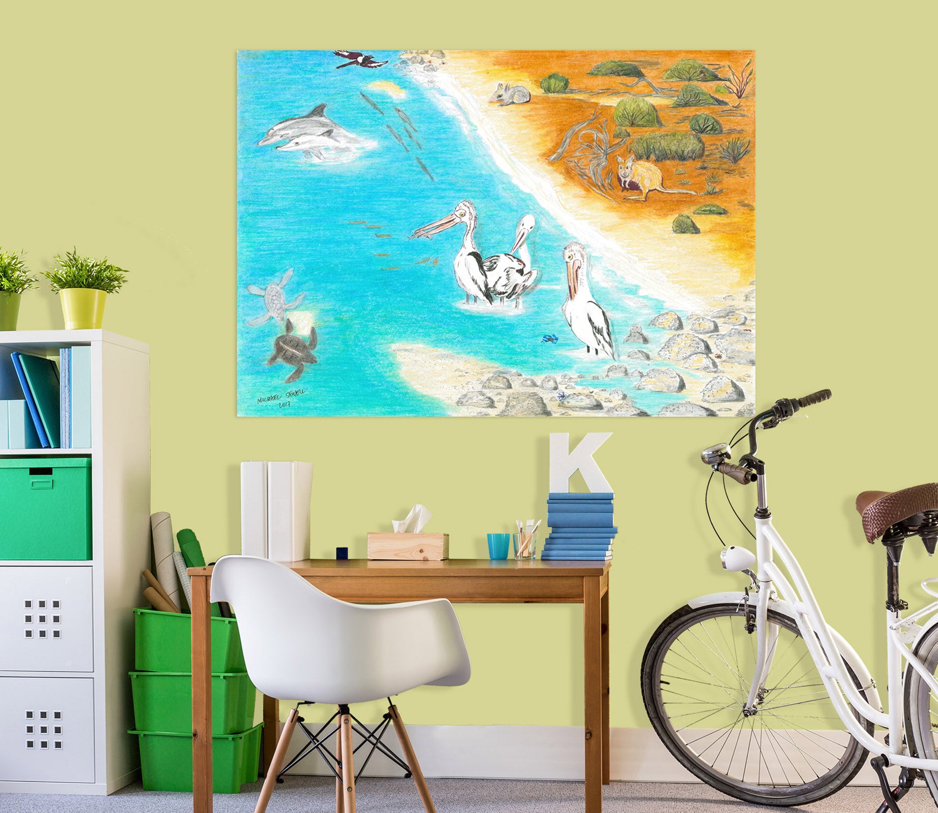 3D Beach Lake 021 Michael Sewell Wall Sticker