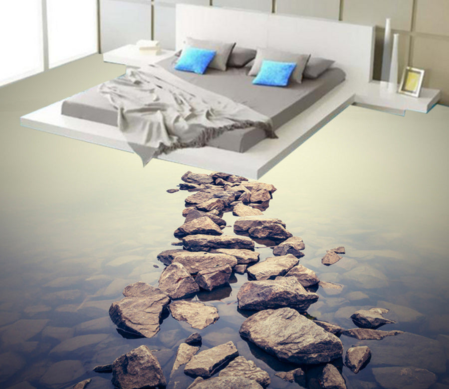3D Riverbank Stones 326 Floor Mural  Wallpaper Murals Rug & Mat Print Epoxy waterproof bath floor
