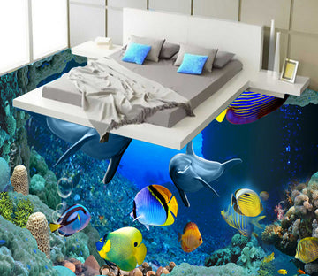 3D Underwater World 596 Floor Mural  Wallpaper Murals Rug & Mat Print Epoxy waterproof bath floor