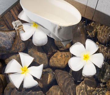 3D Three White Flowers 192 Floor Mural