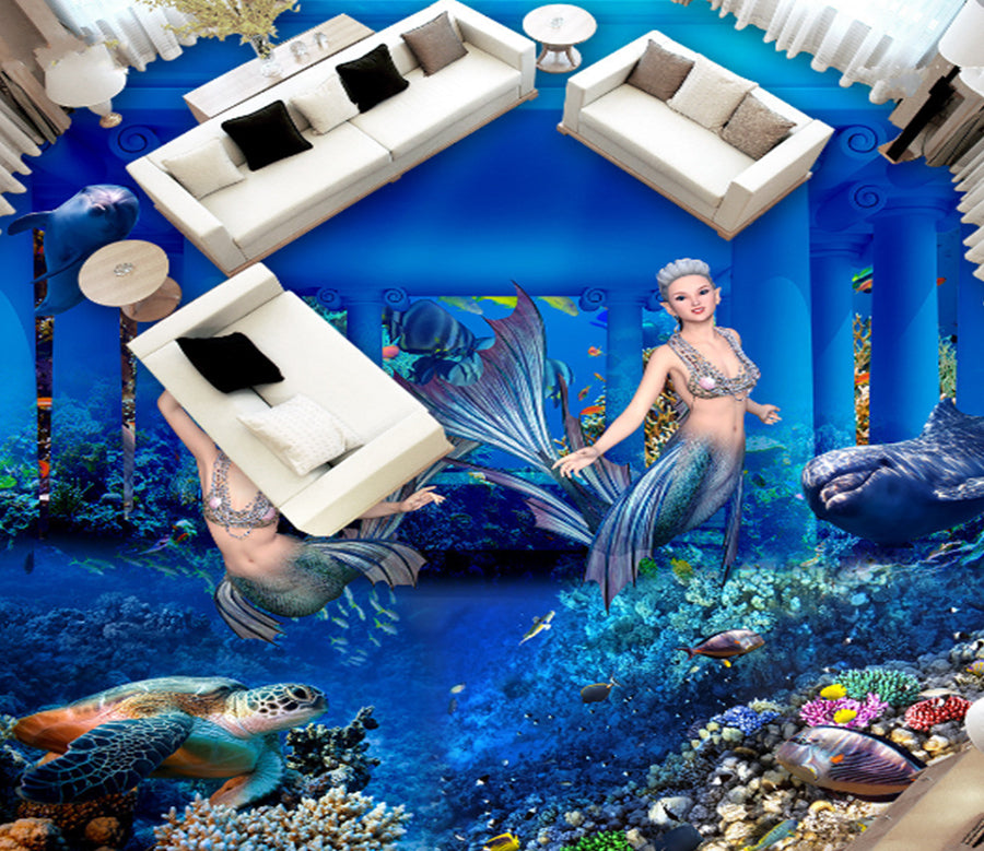 3D Mysterious Mermaid 218 Floor Mural  Self-Adhesive Sticker Bathroom Non-slip Waterproof Flooring Murals