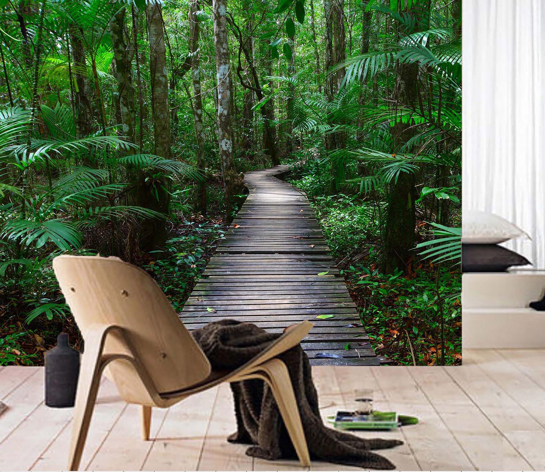 3D Forest Wooden Bridge 10 Wall Murals Wallpaper AJ Wallpaper 2 