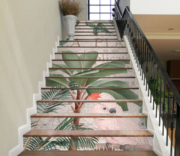 3D Leaves White Parrot 11039 Andrea Haase Stair Risers