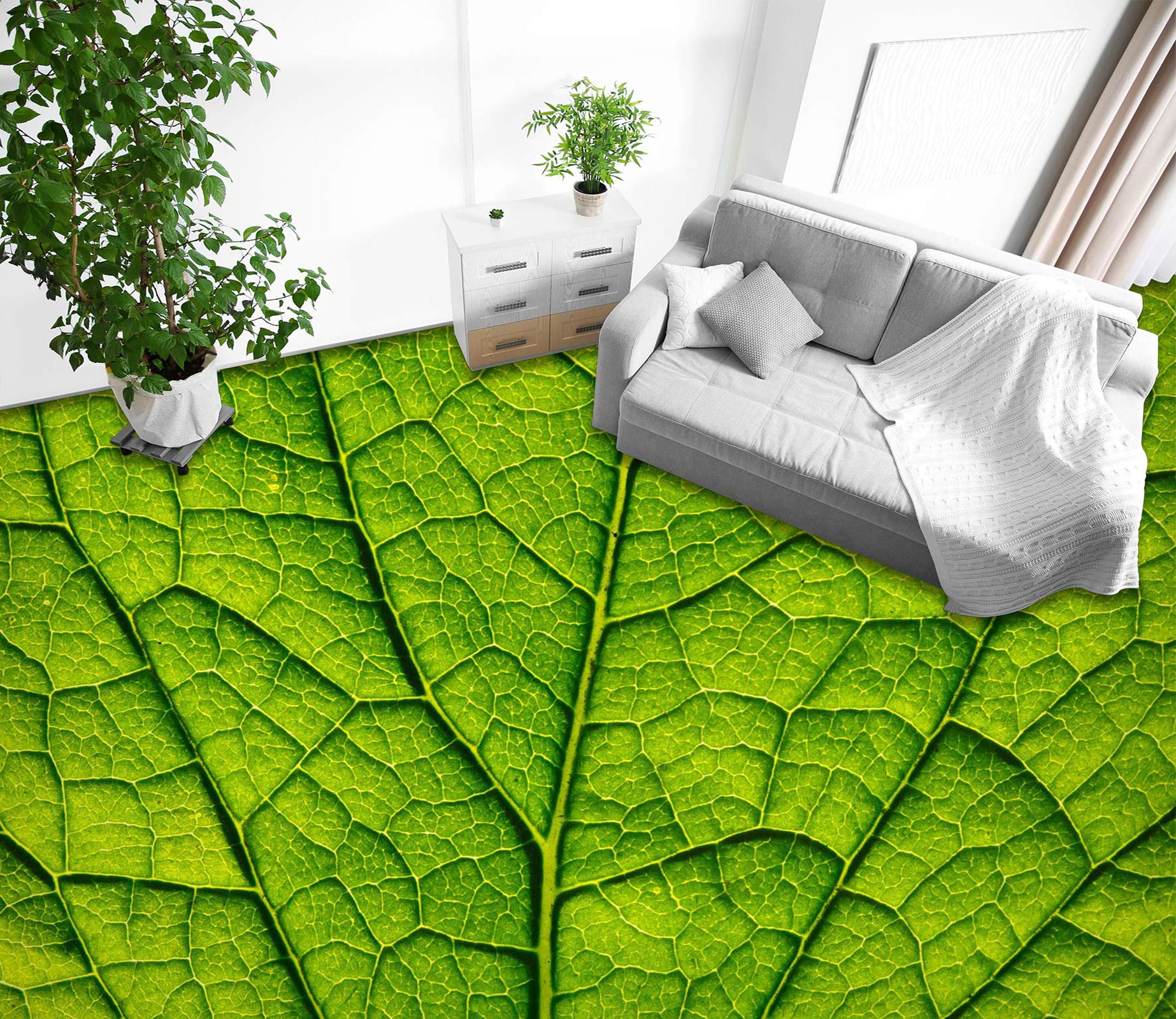 3D Green Leaf Veins 1339 Floor Mural  Wallpaper Murals Self-Adhesive Removable Print Epoxy