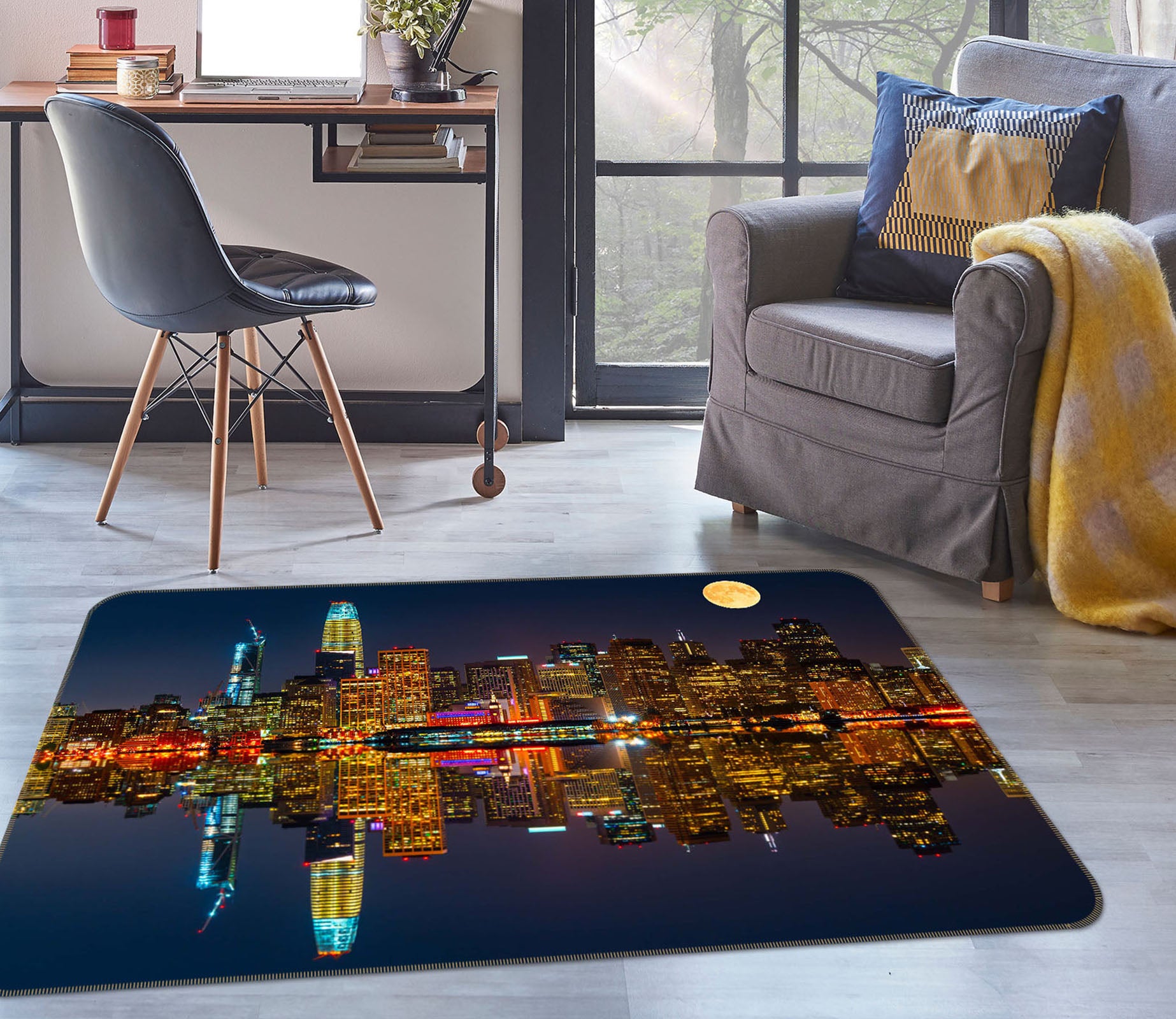 3D Water City 1174 Marco Carmassi Rug Non Slip Rug Mat
