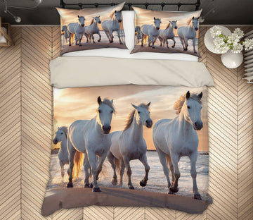 3D White Horse 72001 Bed Pillowcases Quilt