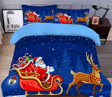 3D Santa Sleigh Deer 32053 Christmas Quilt Duvet Cover Xmas Bed Pillowcases