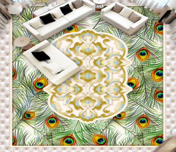 3D Peacock Feather 242 Floor Mural  Wallpaper Murals Rug & Mat Print Epoxy waterproof bath floor