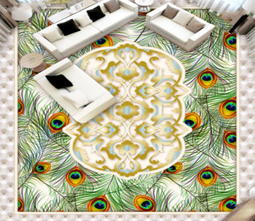 3D Peacock Feather 242 Floor Mural  Wallpaper Murals Rug & Mat Print Epoxy waterproof bath floor