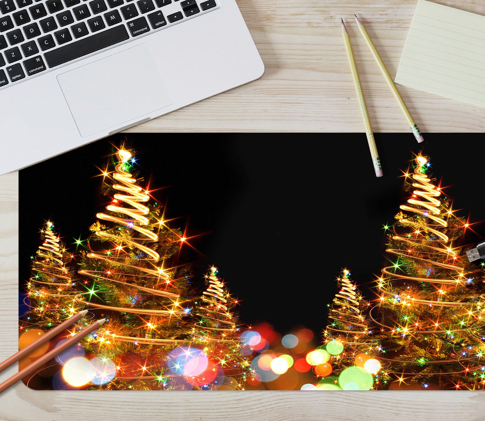 3D Colored Lights Tree 53158 Christmas Desk Mat Xmas