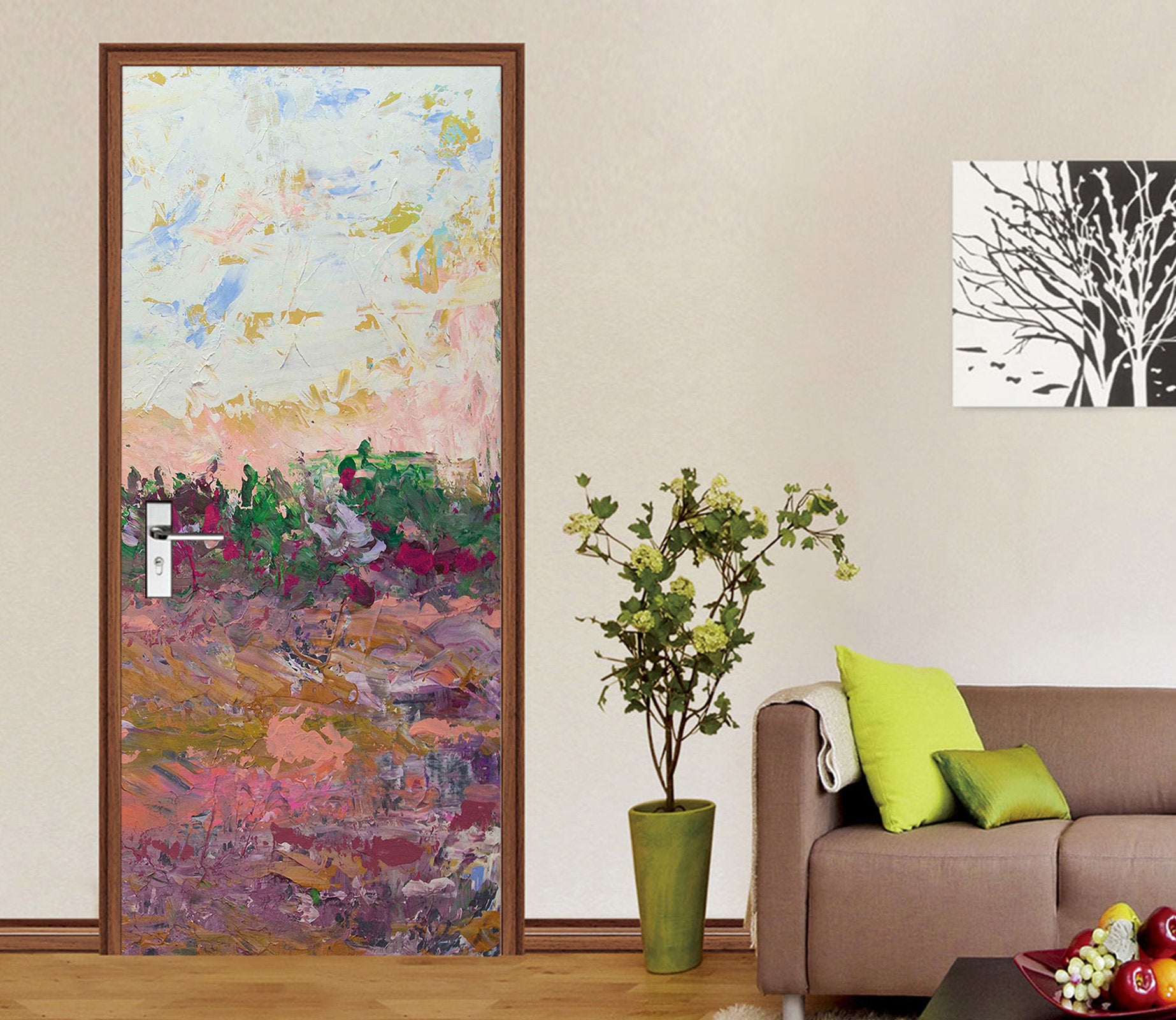 3D Flowers Painting Pattern 93215 Allan P. Friedlander Door Mural