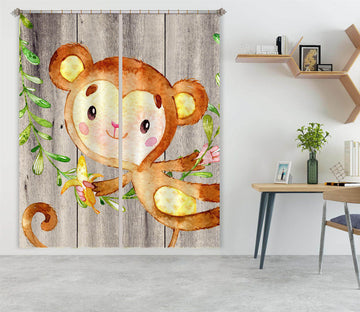 3D Cartoon Monkey 161 Uta Naumann Curtain Curtains Drapes