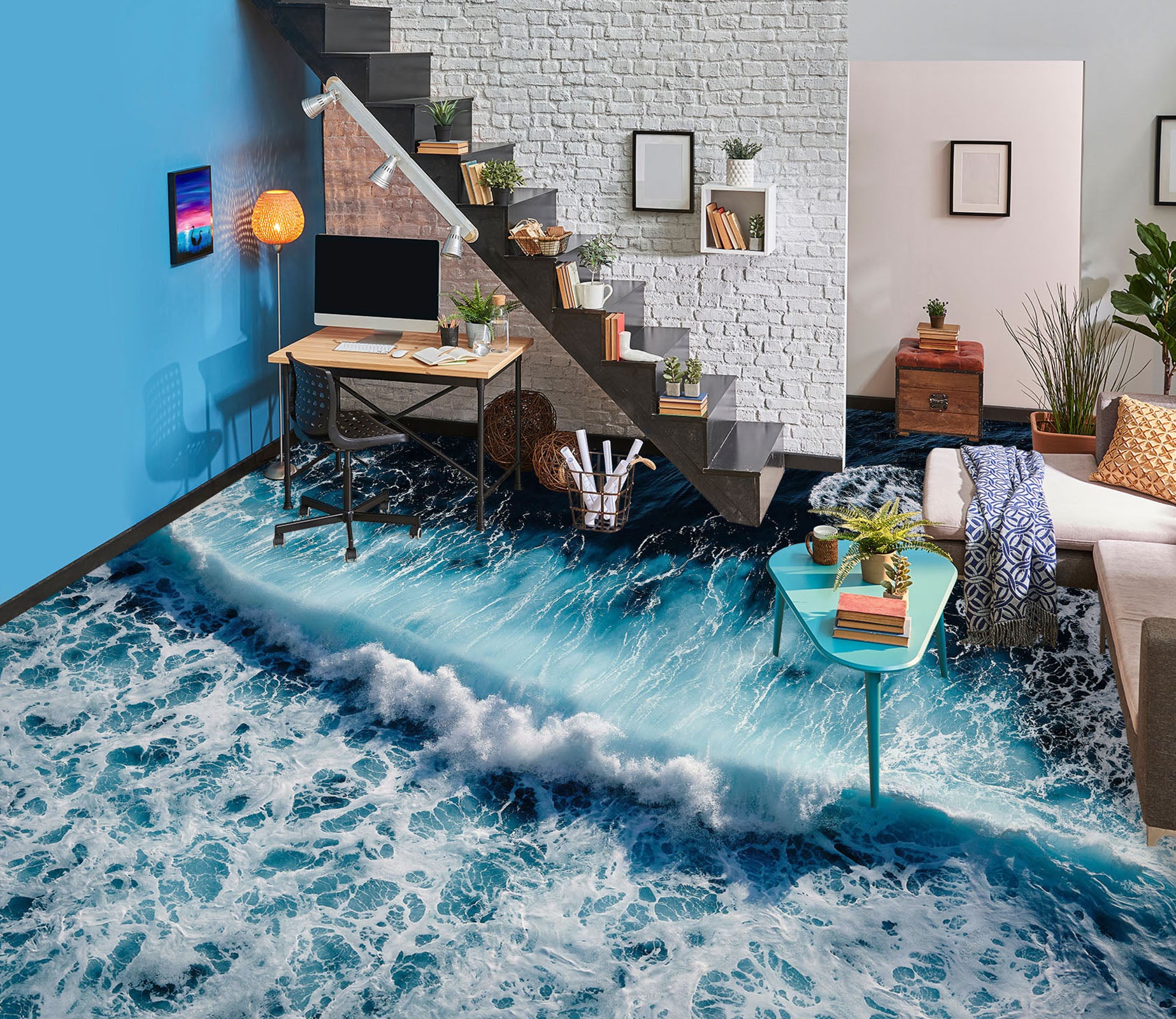 3D Sea Waves Are Coming 774 Floor Mural  Wallpaper Murals Rug & Mat Print Epoxy waterproof bath floor