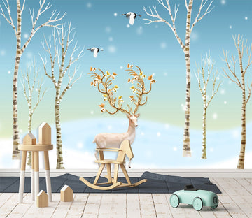 3D Golden Deer Bird 498 Wallpaper AJ Wallpaper 2 