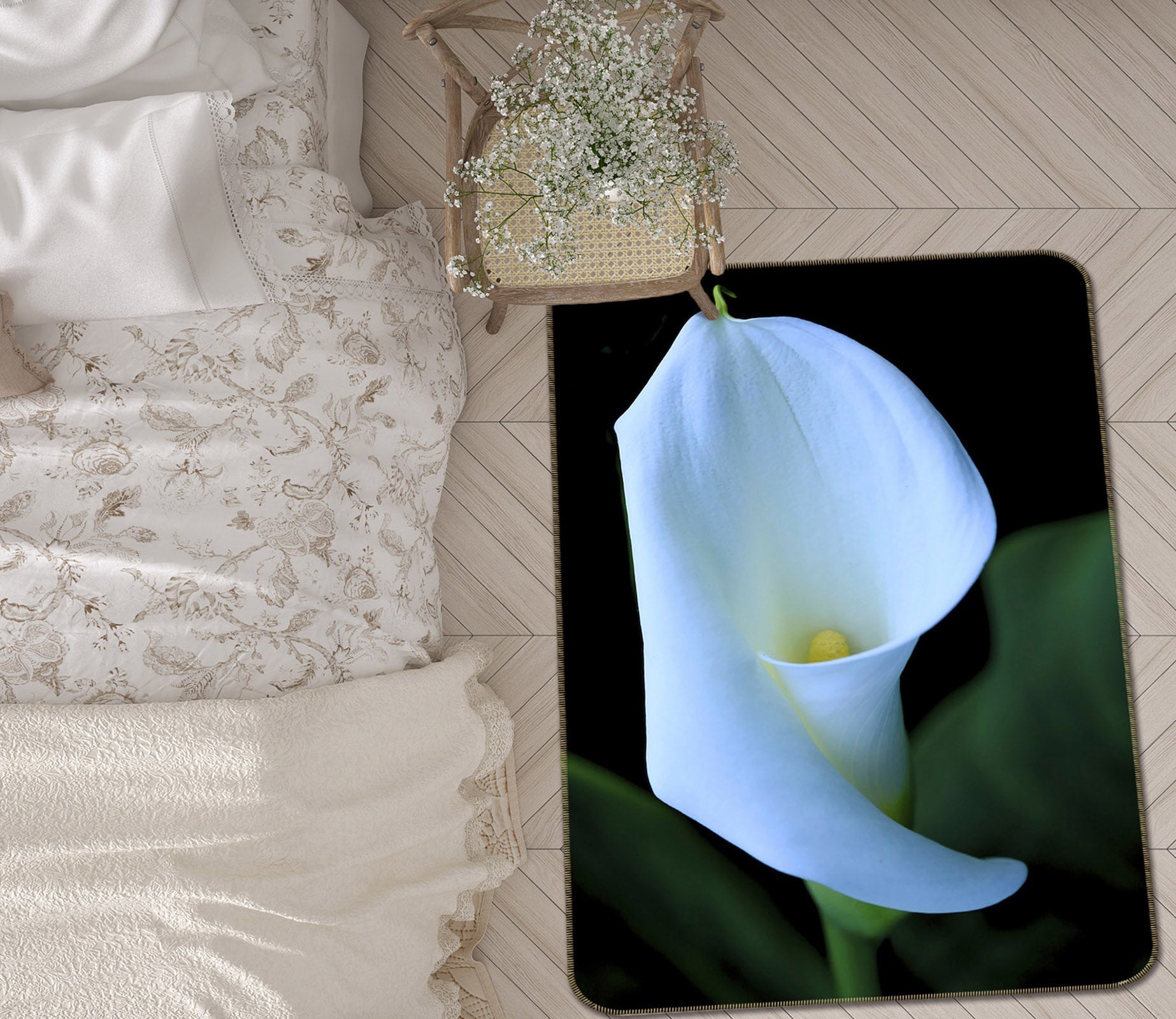 3D Lily Blossoms 1137 Kathy Barefield Rug Non Slip Rug Mat