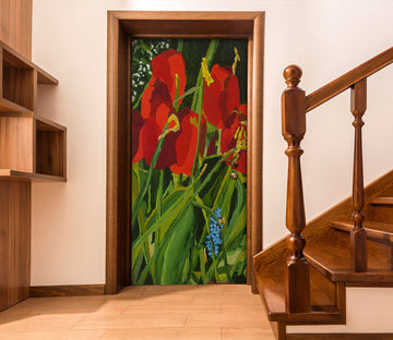 3D Red Tulips Flowers 9365 Allan P. Friedlander Door Mural