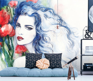3D Blue Hair Flower 673 Wallpaper AJ Wallpaper 2 