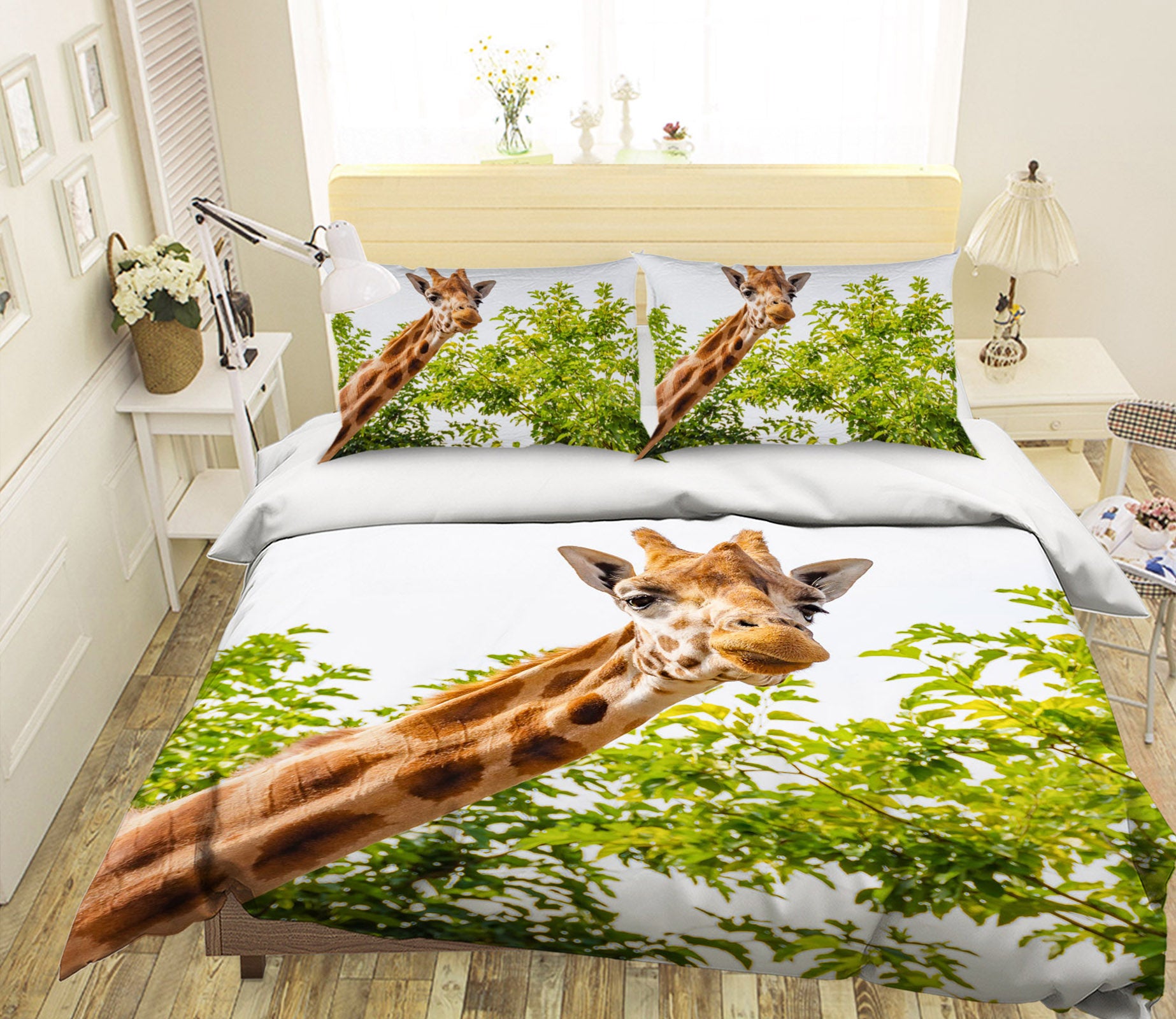3D Giraffe Forest 129 Bed Pillowcases Quilt