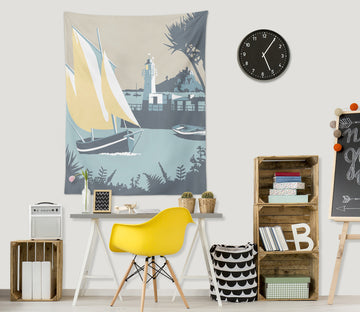 3D Yellow Sailboat 5351 Steve Read Tapestry Hanging Cloth Hang