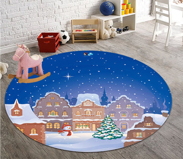 3D Colored Town Snow 054 Round Non Slip Rug Mat Mat AJ Creativity Home 
