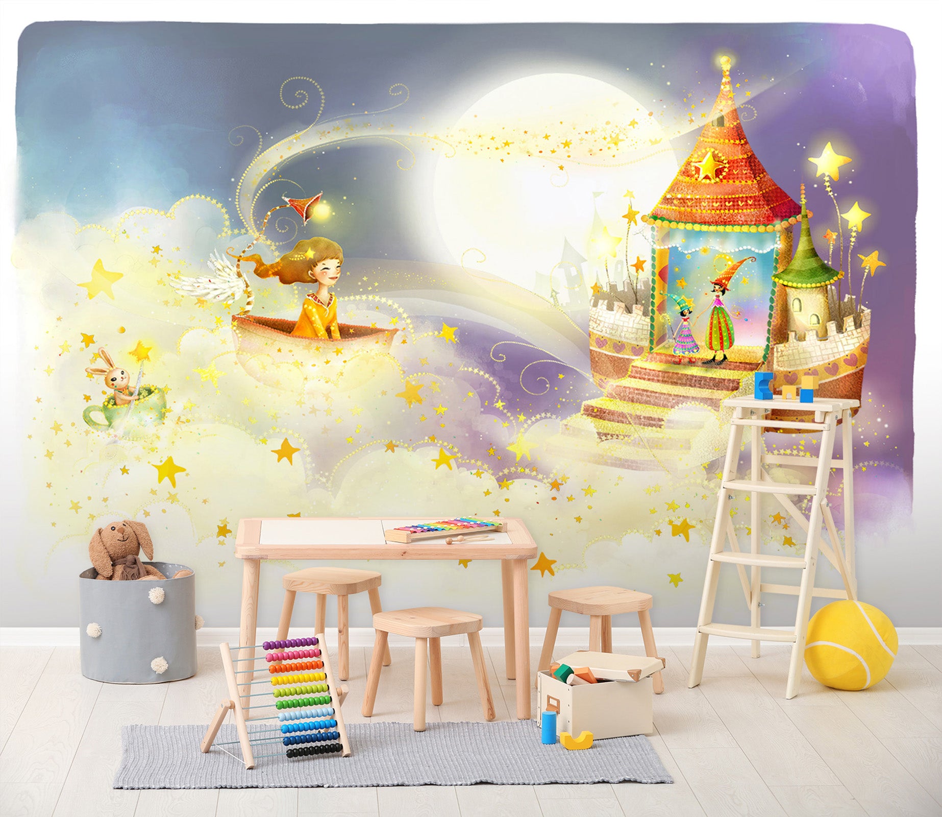 3D Moon Magic Girl 037 Wall Murals