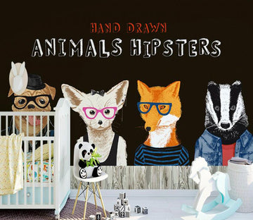 3D Animal Hipsters 1007 Wall Murals