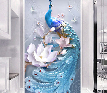3D Lotus Peacock WG011 Wall Murals
