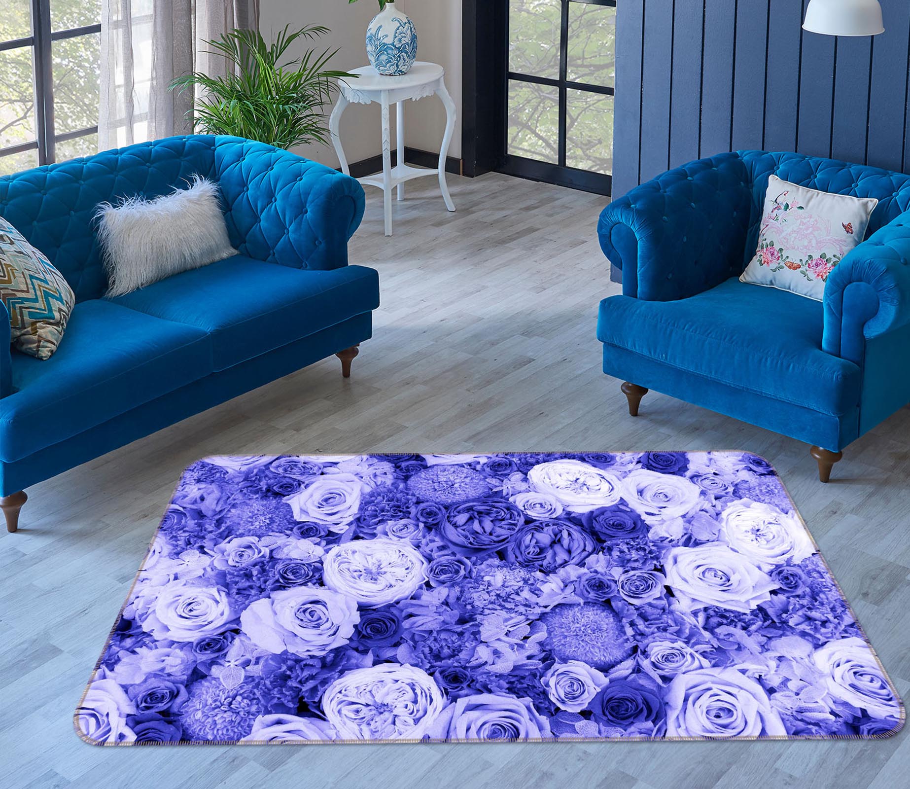 3D Purple Rose 1002 Noirblanc777 Rug Non Slip Rug Mat