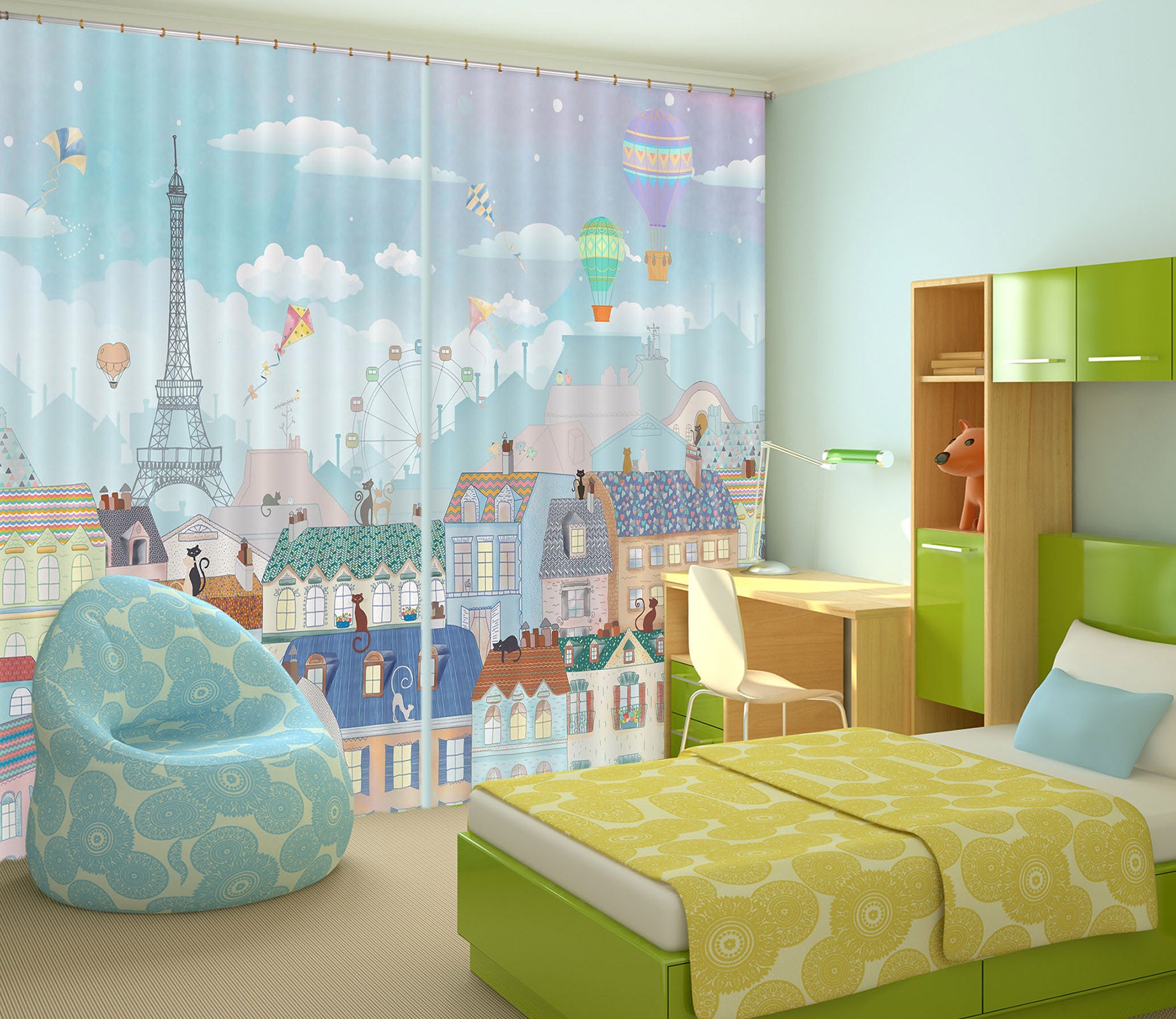3D Color City 751 Curtains Drapes