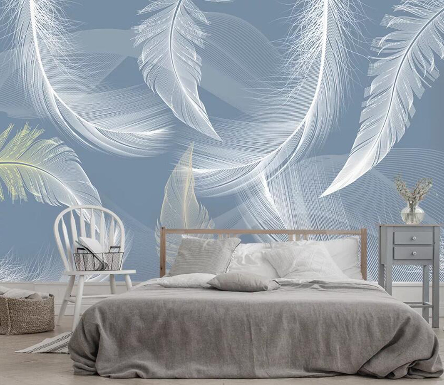3D White Feather WC73 Wall Murals Wallpaper AJ Wallpaper 2 