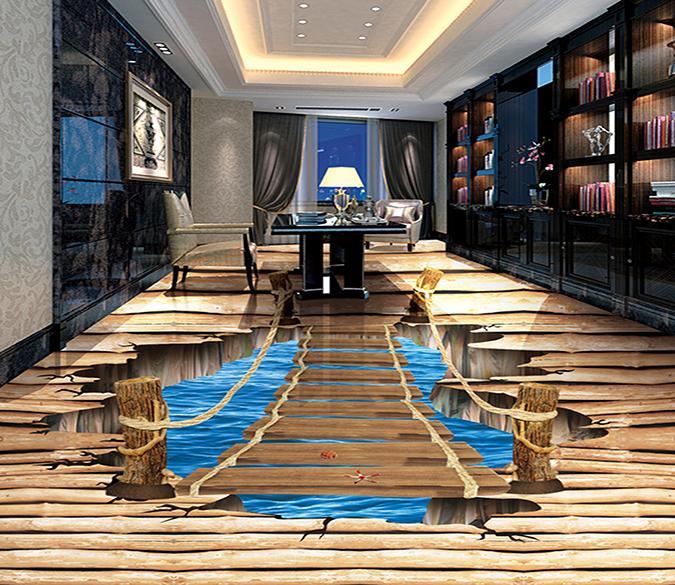 3D Wooden Bridge WG044 Floor Mural Wallpaper AJ Wallpaper 2 