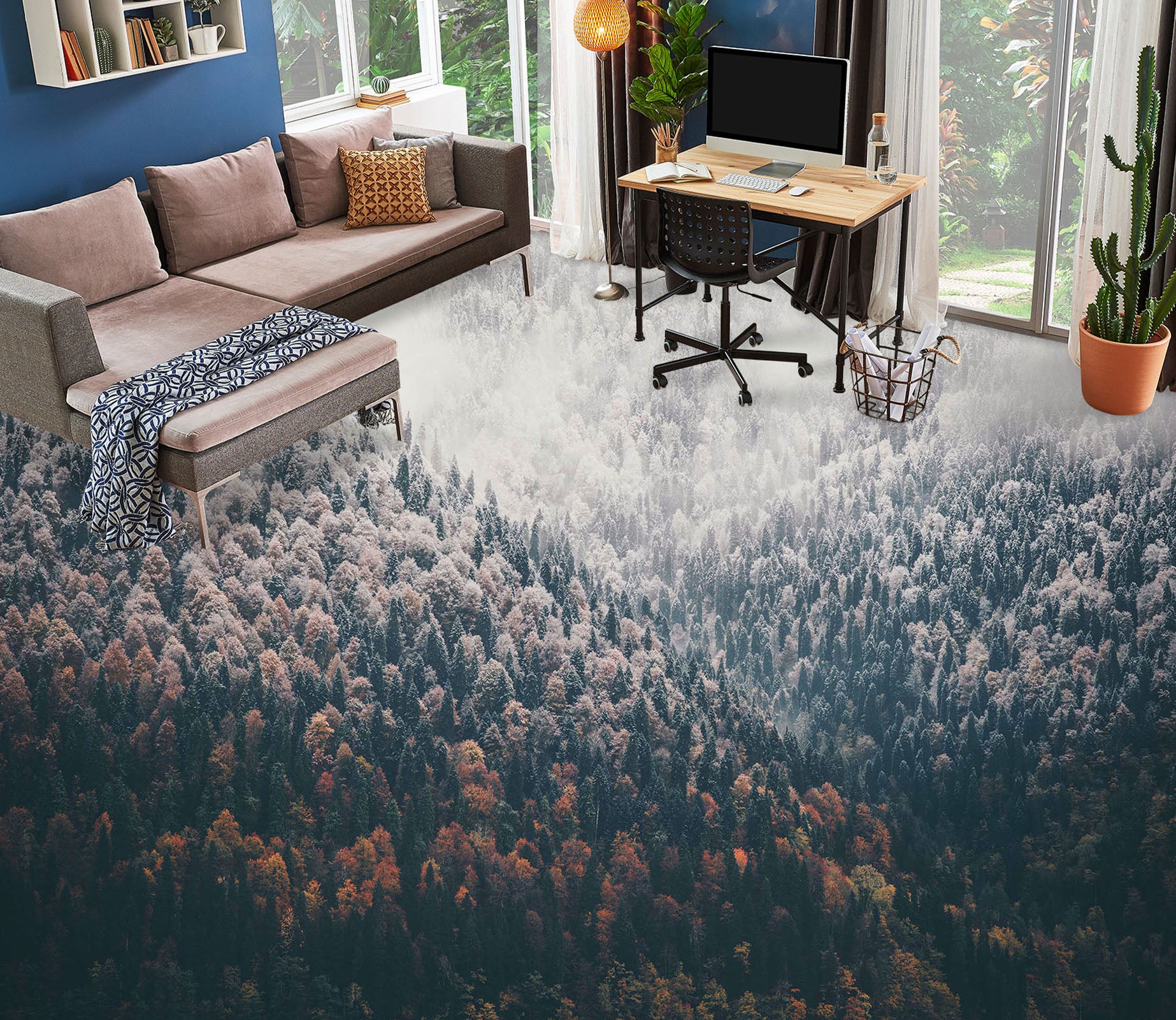 3D Snowy Mountain Forest 068 Floor Mural  Wallpaper Murals Rug & Mat Print Epoxy waterproof bath floor
