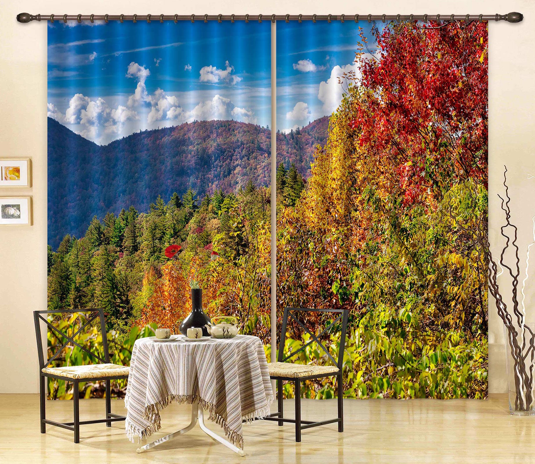 3D Mountain Forest 5358 Beth Sheridan Curtain Curtains Drapes